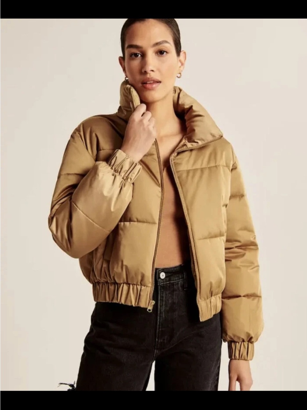 NWT Abercrombie & Fitch Ultra Mini Puffer Coat Jacket XL Tan retail $120